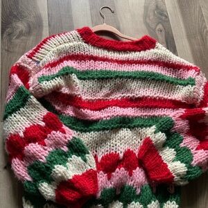 Altar'd State Red, Pink, and Green Striped Sweater